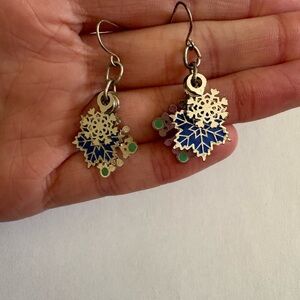 🌸Elegant Blue and Silver Snowflake Earrings